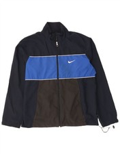 NIKE Mens Tracksuit Top Jacket Large Navy Blue Colourblock Polyester TN04