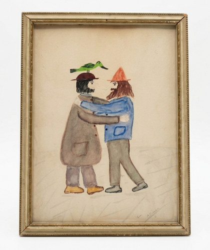 Folk art watercolor painting - watercolor,