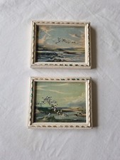 2x Vintage A Madryn Miniature Plaster Frame Wild Birds Pictures