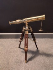 Nautical Vintage Marine Brass Replica Maritime Telescope With Tripod Wood Stand