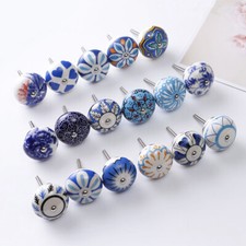 10x Blue White Ceramic Knobs Kitchen Cabinet Drawer Pulls Ceramic Door knobs