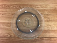 Replacement Microwave Glass Turntable Plate With Wheeled Rim 10 3/8" Diameter 