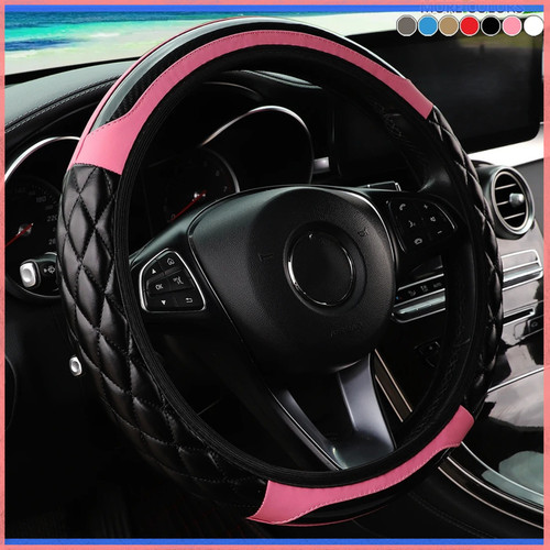 Leather car steering - steering, wheel