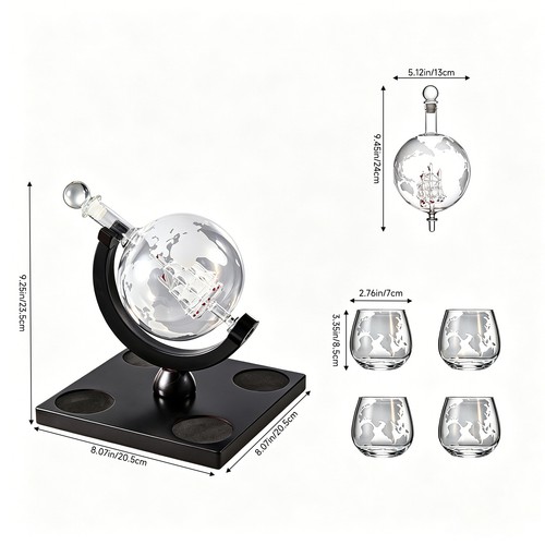 Globe whisky decanter set - globe, with