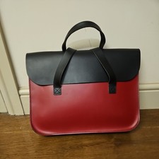 Oxford Traditional Leather Music Case / Laptop Tablet Bag Black & Red 