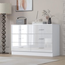 Wide Chest 6 Drawer - White High Gloss Front / White Matt Finish REFLECT