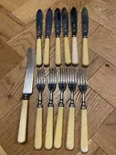 Vintage Cutlery Six place fisheaters set Ivory Colour & chrome Cutlery Set