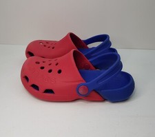 CROCS SIZE 10UK EU28 BOYS GIRLS RED & BLUE CLOGS SANDALS SLINGBACK MULES SLIDERS