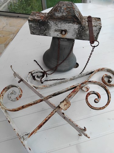 Antique bronze school bell - antique,