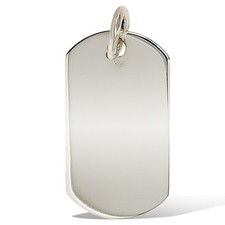 STERLING SILVER DOG TAG PENDANT FREE ENGRAVING LARGE BARREL INGOT CHAIN BOX