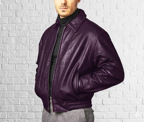 Purple men leather - purple, bomber
