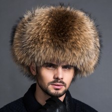 Men's Real Fox Fur Hat Russian