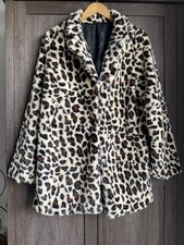 Shein Beautiful Soft Faux Fur Cream&Tan Mix Leopard Print Coat/Jacket Sz L Bnwot