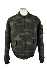 WOOD STUART Green Wool Bomber Jacket size L Mens Full Zip Camo Bomber