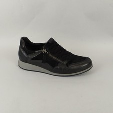 Gabor Trainers Womens 4 Black Suede Leather Flat Slip On Zip Pumps Comfort