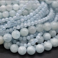 Aquamarine Round Beads - 4mm 6mm 8mm 10mm - 14" Strand, for Jewellery Making