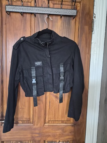 Cropped black bershka jacket - black,
