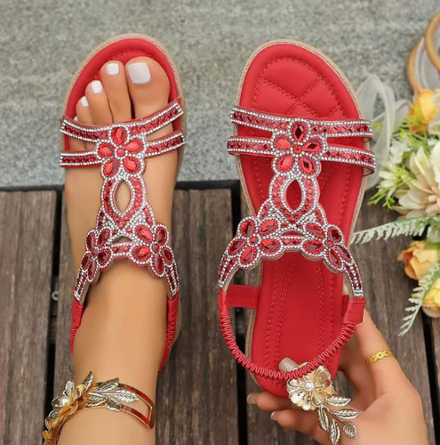 Womens sandals flowers elastic - flowers,
