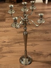 Chromed Metal 5 Arm Floor Standing Candle Holder / Candelabra 80cm Tall