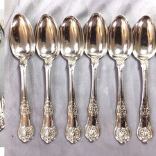 1851 Solid Silver Six Queens Pattern Dessert Spoons By Elizabeth Eaton 380g. #2
