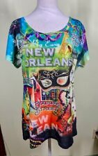 Sweet Gisele Sz L New Orleans T-Shirt Bourbon Street Rhinestone Graphic Tee Y2K