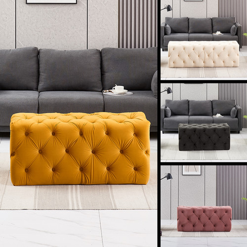 Melia velvet rectangle pouffe - rectangle,