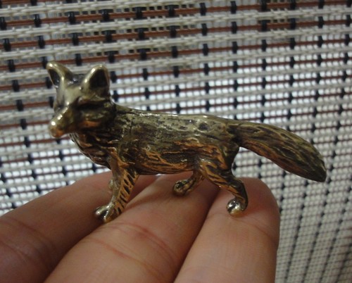Solid brass fox figurine - fox,
