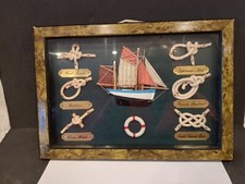 BOX FRAMED & GLAZED NAUTICAL MARINERS/SAILORS KNOTS & BOAT