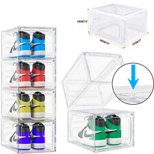 6/9/12x Transparent Shoe Storage Boxes Hard Plastic Stackable Shoe Box Organiser
