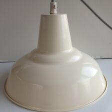 Vtg Lampshade Metal Ceiling 28.5x18cm Industrial Pendant Cream Warehouse Retro