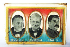 Original WW2 Churchill Roosevelt Stalin Allied Propaganda Matchbox Holder