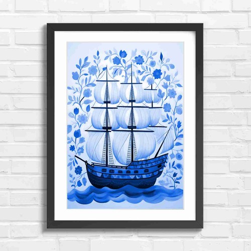 Vintage sailing ship with - sailing,