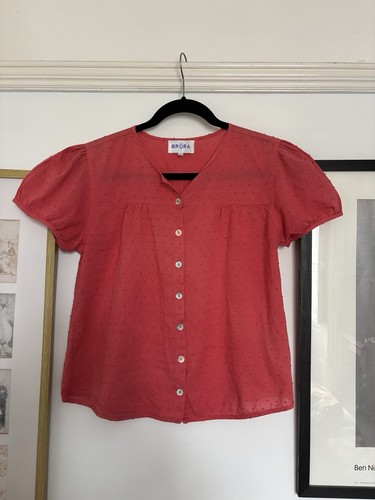Brora coral pink puff sleeve - coral,