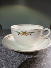 Antique Aynsley Albert Shape Tea Cup ,Saucer, Hand Coloured Over Transfer Print