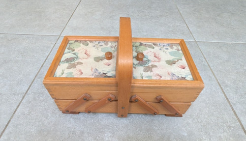 Three tier wooden sewing box - three,