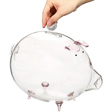 Clear Glass Piggy Bank Money