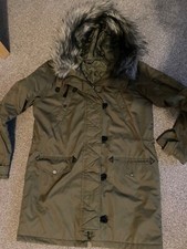 Topshop Womens Green Parka