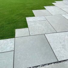 Kota Blue Sawn Edge Indian Limestone Outdoor Patio Slabs Mix Sizes Sawn Edges