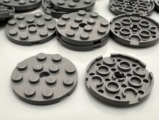 Lego plate 4x4 round hole - plate, round,