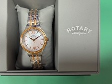 New Ladies Rotary rose plated & steel stone set Quartz Watch LB00309/07 *BNWB*