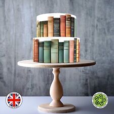 Vintage Bookshelf Design Books ribbon border edging edible topper ICING / WAFER