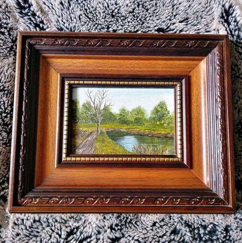 Tree lined pond country scene - pond,
