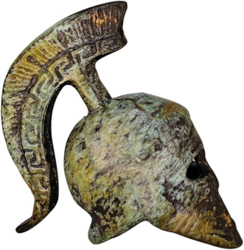 Bronze helmet statue - bronze,