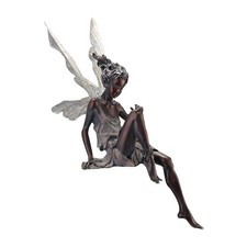 Flower Fairy Sculpture Garden Landscaping Yard Art Ornament Resin Sitting Statue