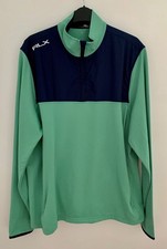 RLX Golf Ralph Lauren Men’s Green & Navy Blue 1/4 Zip Mid Layer Jacket Large