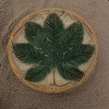 GEORGE JONES Majolica Antique 9” Chestnut Leaf Footed Plate England