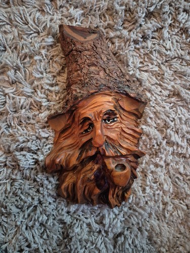 Vintage wooden carved old man - carved,