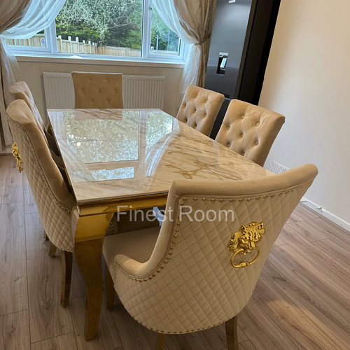 Kata gold louis dining table - gold,