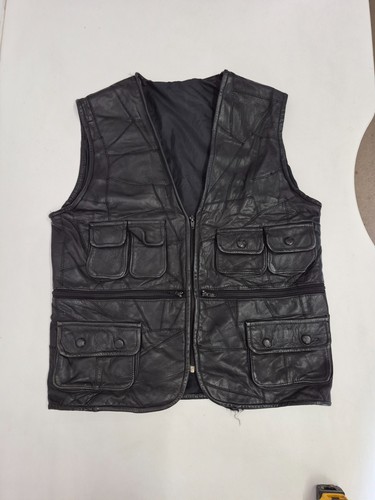 Vintage leather waistcoat - , 42"