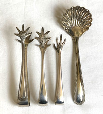 3 x Vintage Silver Plated EPNS Bird Claw Sugar Tongs & Sugar Sifter Spoon